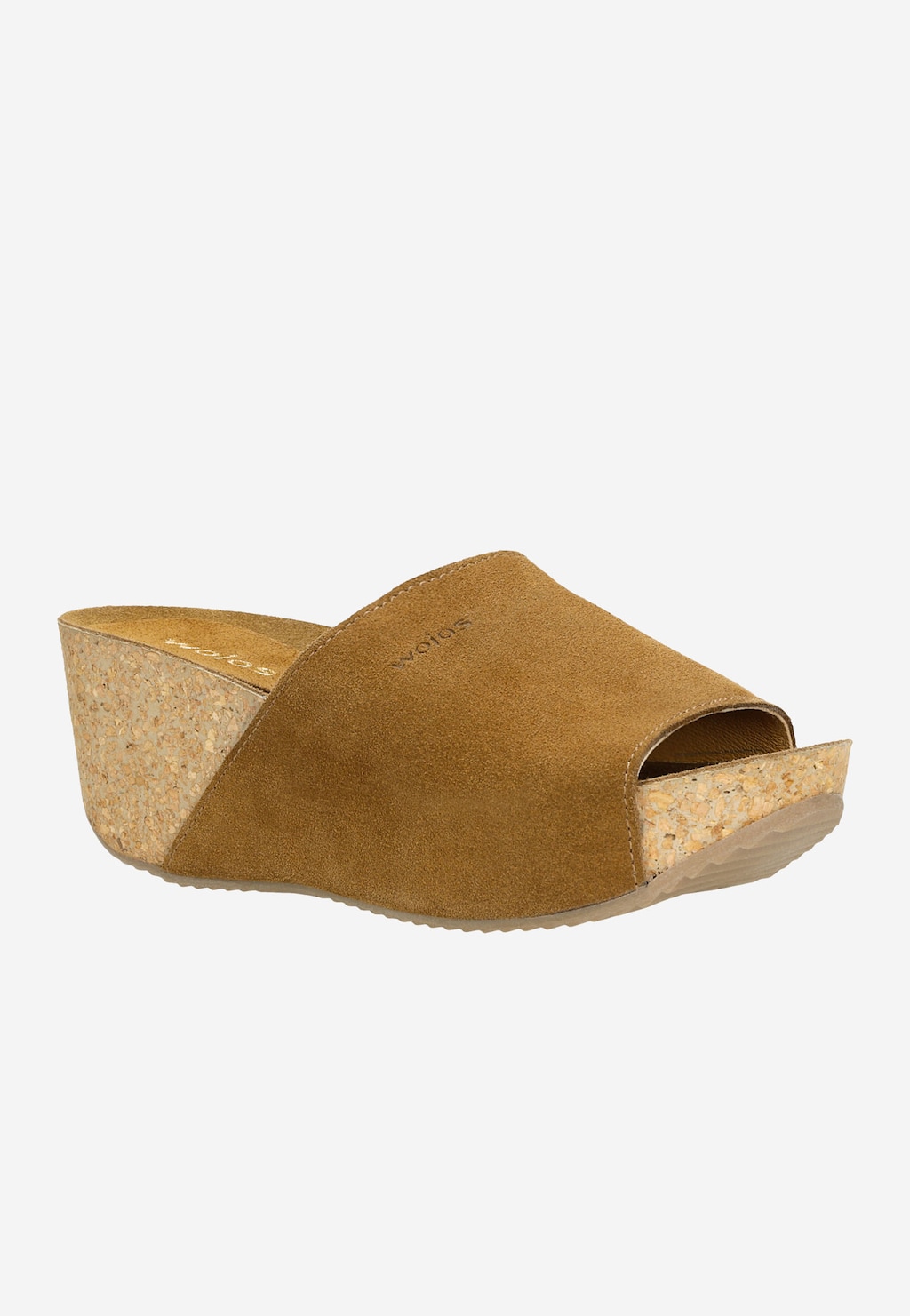 Brązowe klapki damskie na korkowej koturnie 74021-63 Widok 3