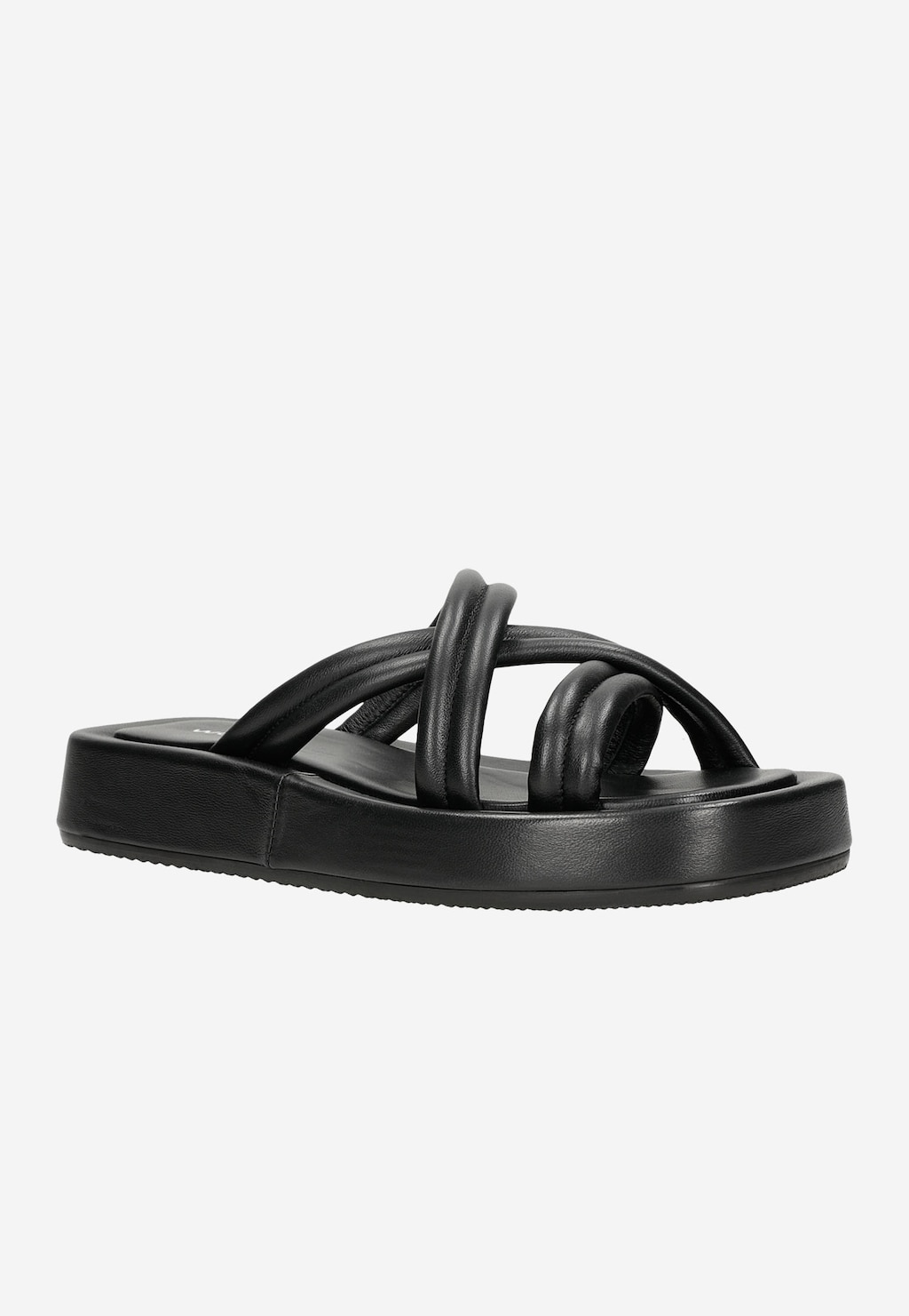 Czarne klapki damskie na płaskiej platformie 74058-51 Widok 3