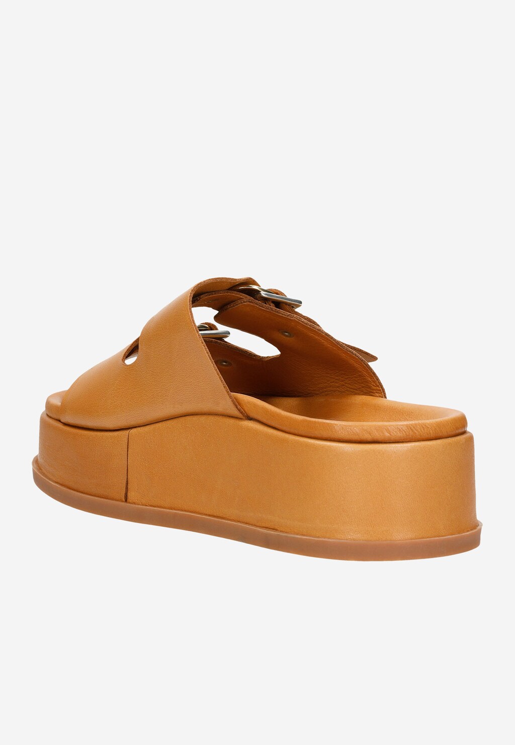 Jasnobrązowe skórzane klapki damskie na platformie 74063-53 Widok 4