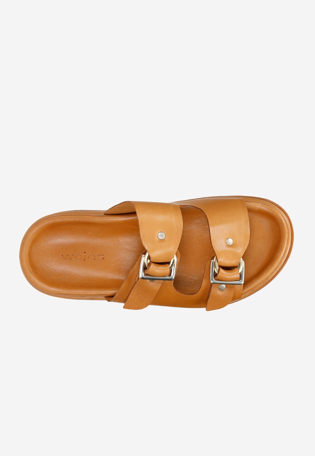 Jasnobrązowe skórzane klapki damskie na platformie 74063-53 Widok 5