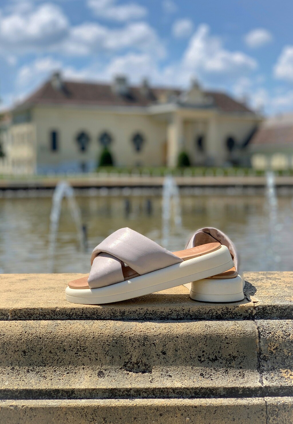 Designové béžové dámské pantofle z hladké kůže 74085-53 Widok 7