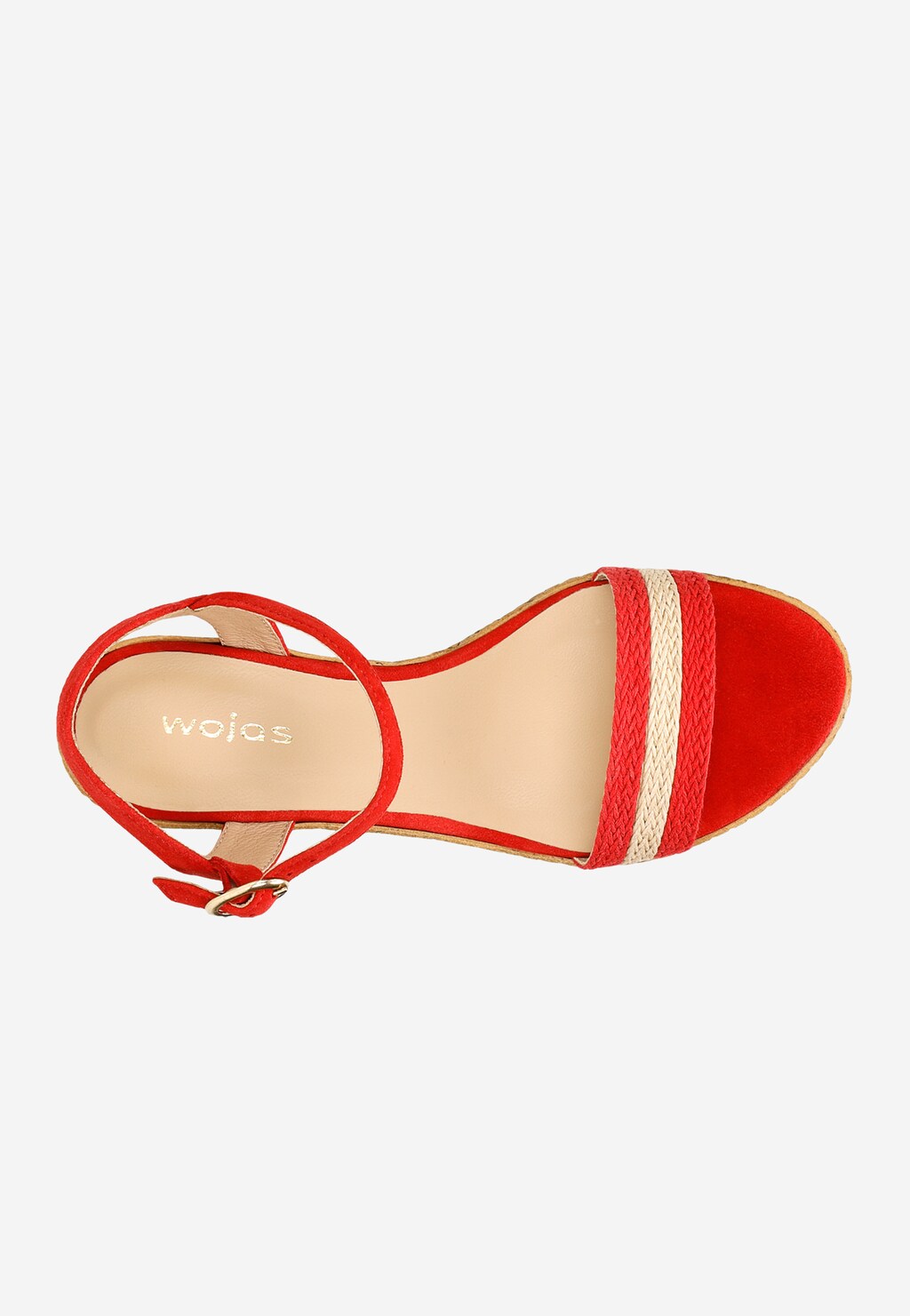 Czerwono-beżowe sandały damskie na koturnie 76022-85 Widok 5