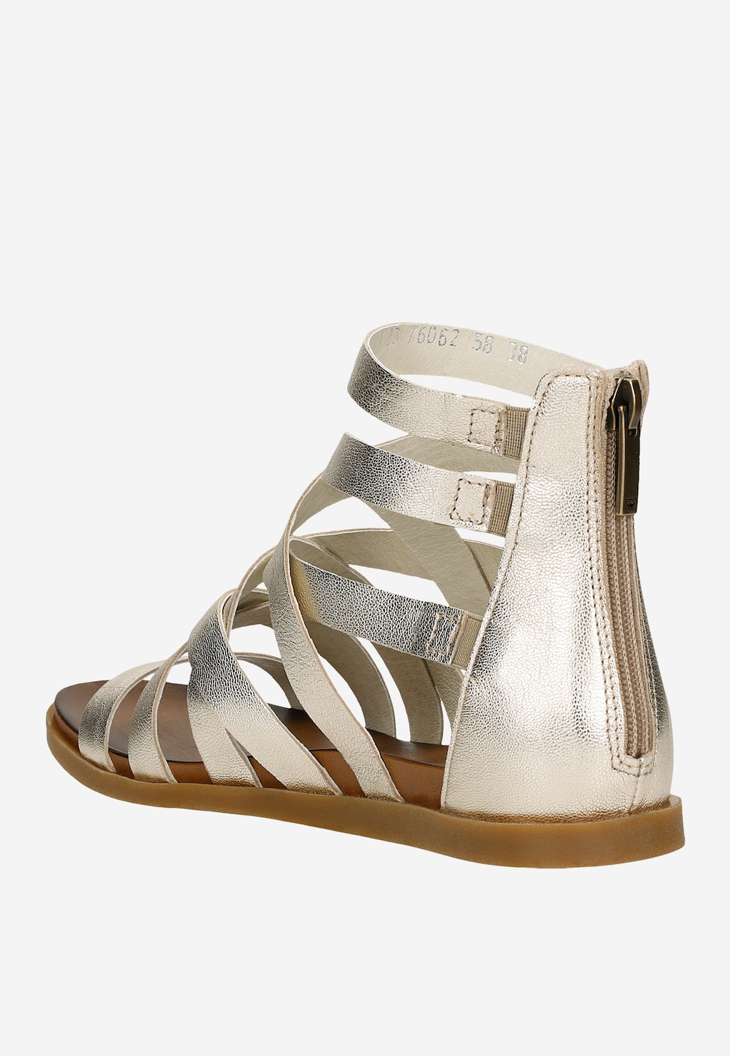 Skórzane złote sandały damskie na płaskiej podeszwie 76062-58 Widok 4