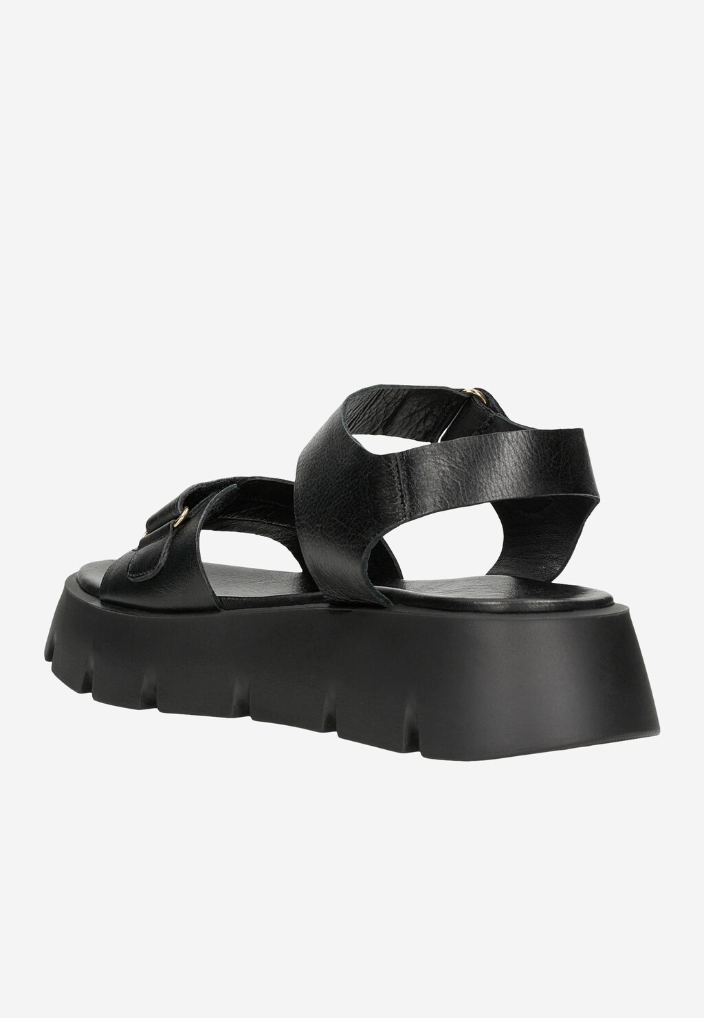 Czarne skórzane sandały damskie na platformie 76105-51 Widok 4