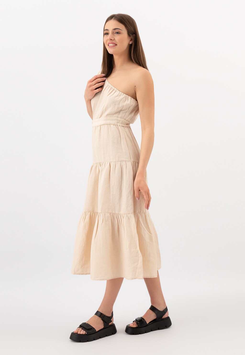 Czarne skórzane sandały damskie na platformie 76105-51 Widok 7