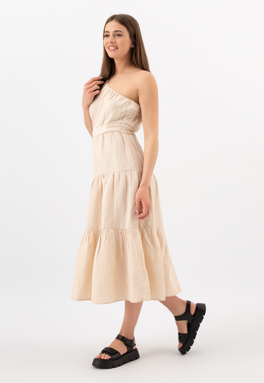 Czarne skórzane sandały damskie na platformie 76105-51 Widok 1