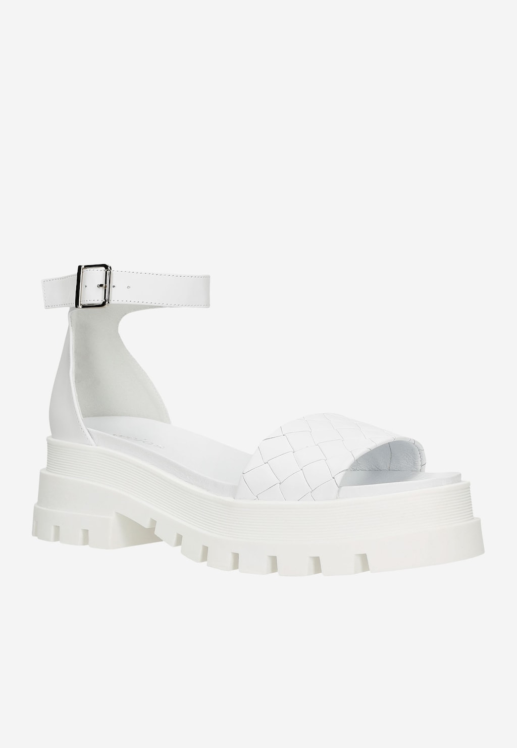 Białe sandały damskie z pikowanym paskiem 76113-59 Widok 3