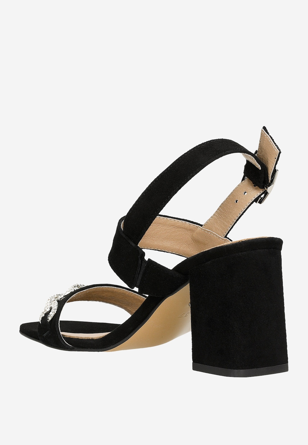 Czarne eleganckie sandały z metalową ozdobą 76159-61 Widok 4