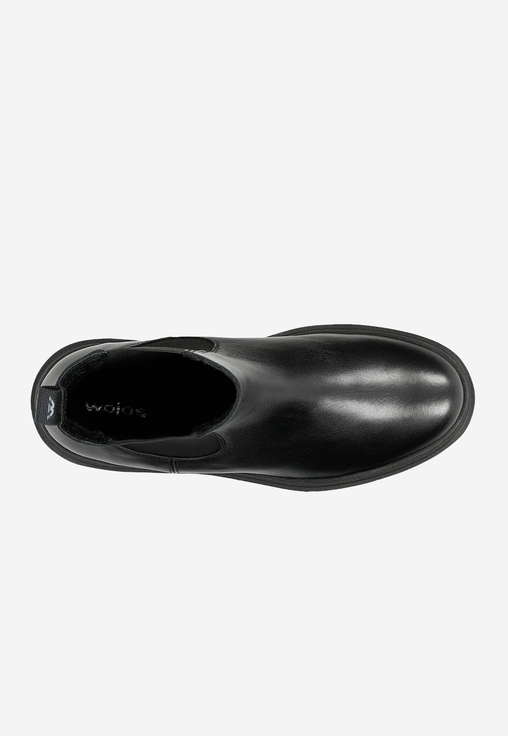 Czarne sztyblety męskie Wojas 20013-51 z gładkiej skóry, widok z góry, z charakterystyczną elastyczną wstawką po bokach i grubą, wytrzymałą podeszwą.