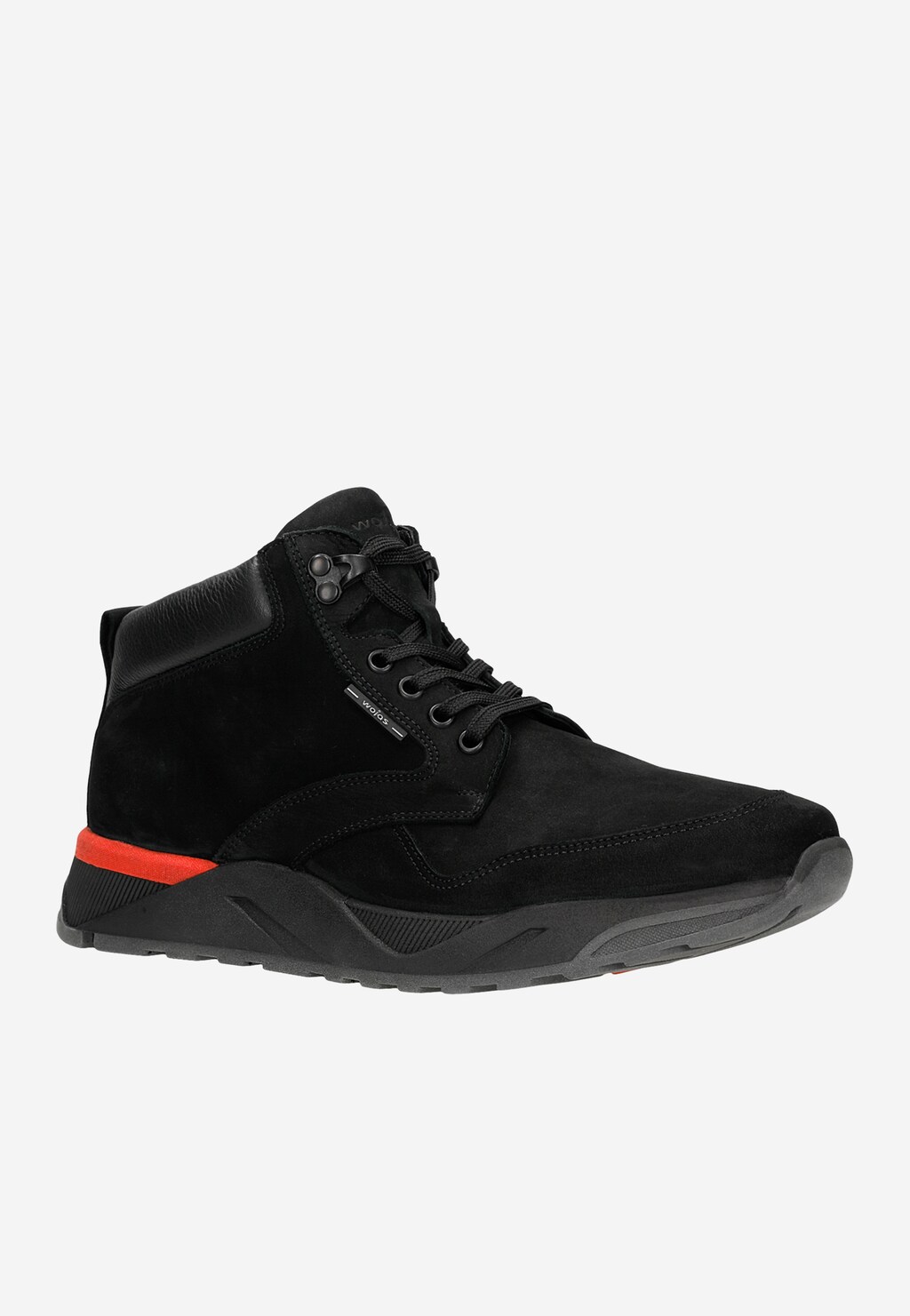 Czarne ocieplane trzewiki męskie z czerwonym akcentem na podeszwie 24046-71 Widok 2