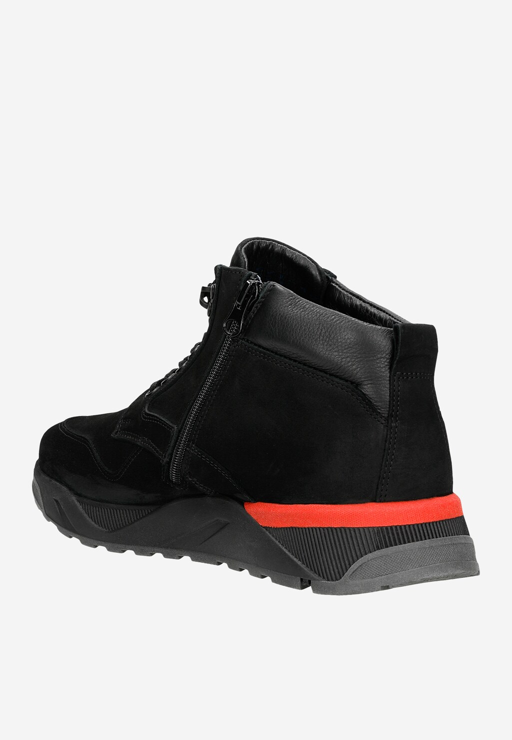 Czarne ocieplane trzewiki męskie z czerwonym akcentem na podeszwie 24046-71 Widok 3