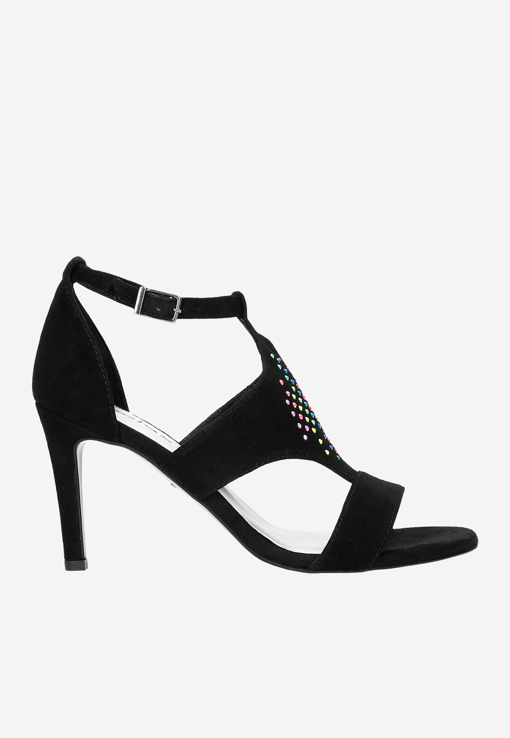 Czarne sandały damskie z kolorowymi kryształkami 76065-65 Widok 2