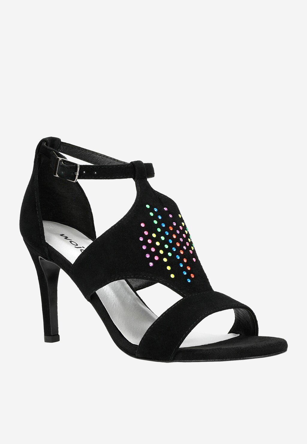 Czarne sandały damskie z kolorowymi kryształkami 76065-65 Widok 3