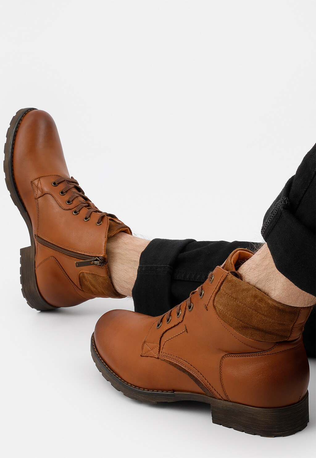 Elegantné pánske čižmy z lícovej a brúsenej kože 9161-73 Widok 8