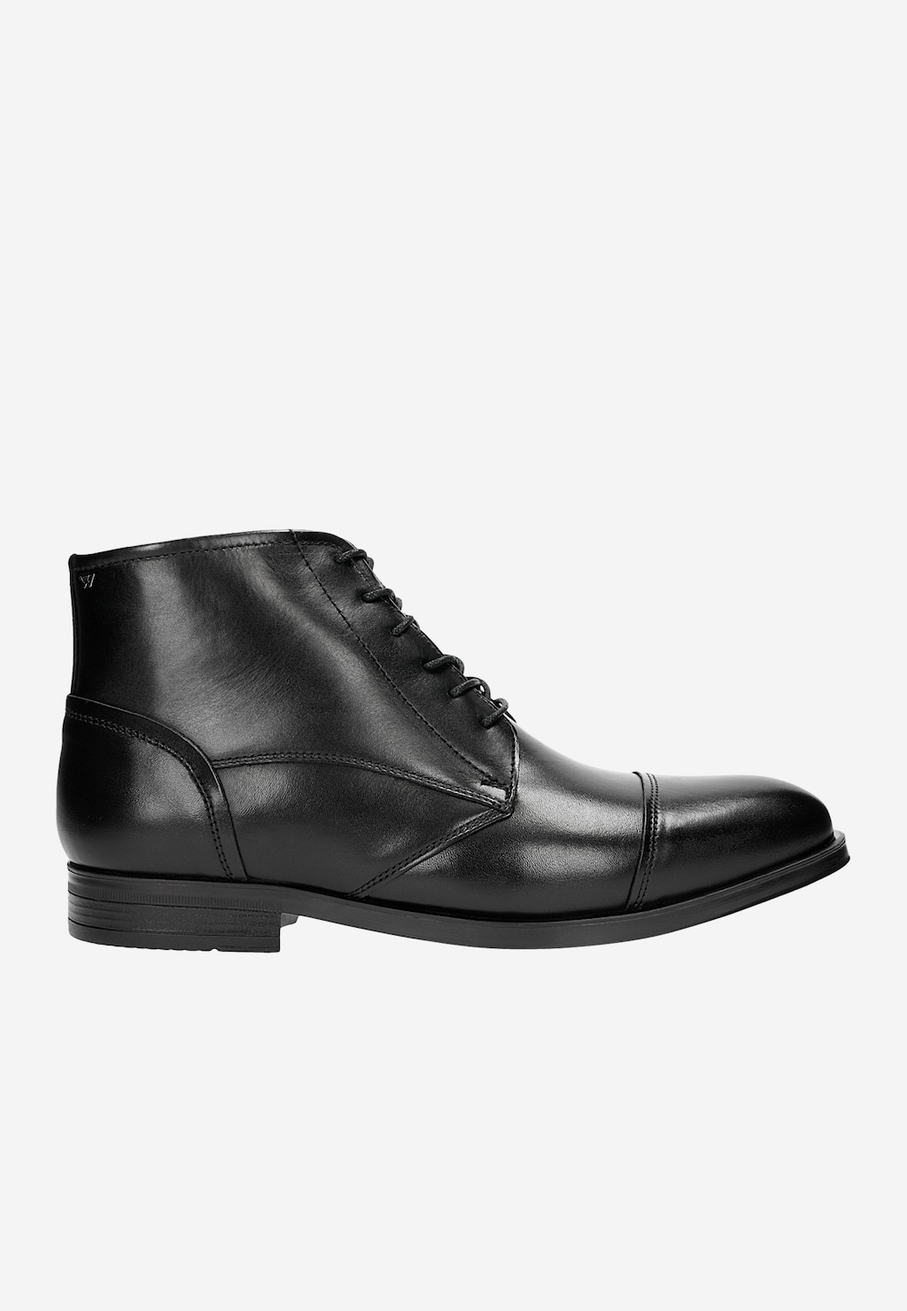 Minimalistyczne czarne trzewiki męskie ze skóry licowej 24041-51 Widok 2