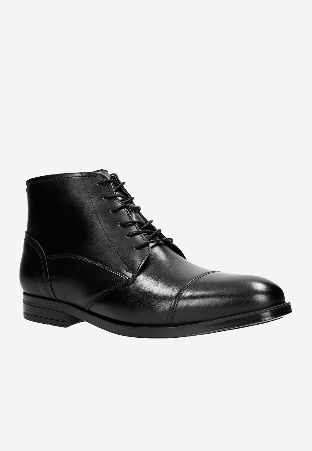 Minimalistyczne czarne trzewiki męskie ze skóry licowej 24041-51 Widok 3