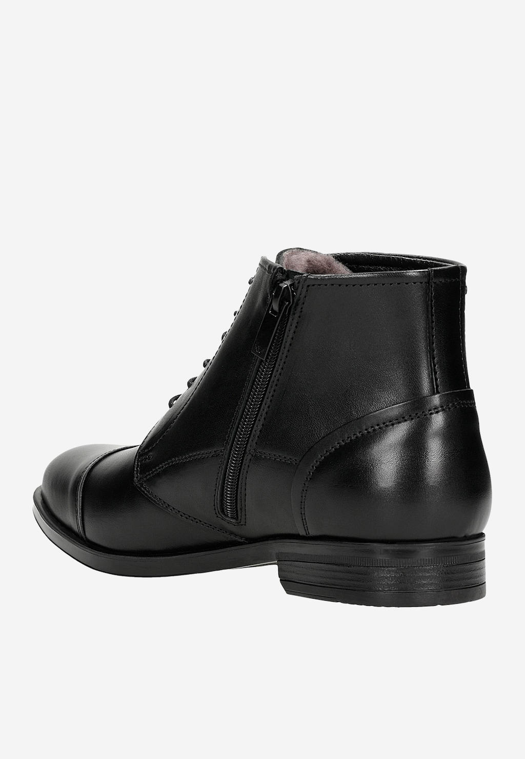 Minimalistyczne czarne trzewiki męskie ze skóry licowej 24041-51 Widok 4