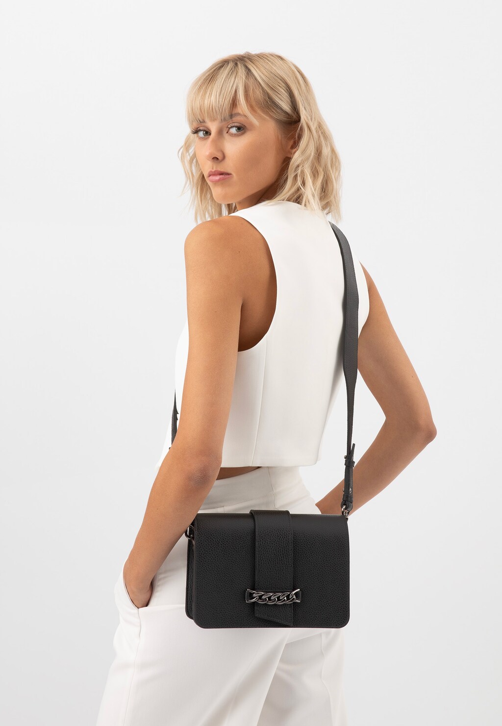 Elegancka czarna torebka damska z tłoczeniem 80297-51 Widok 9