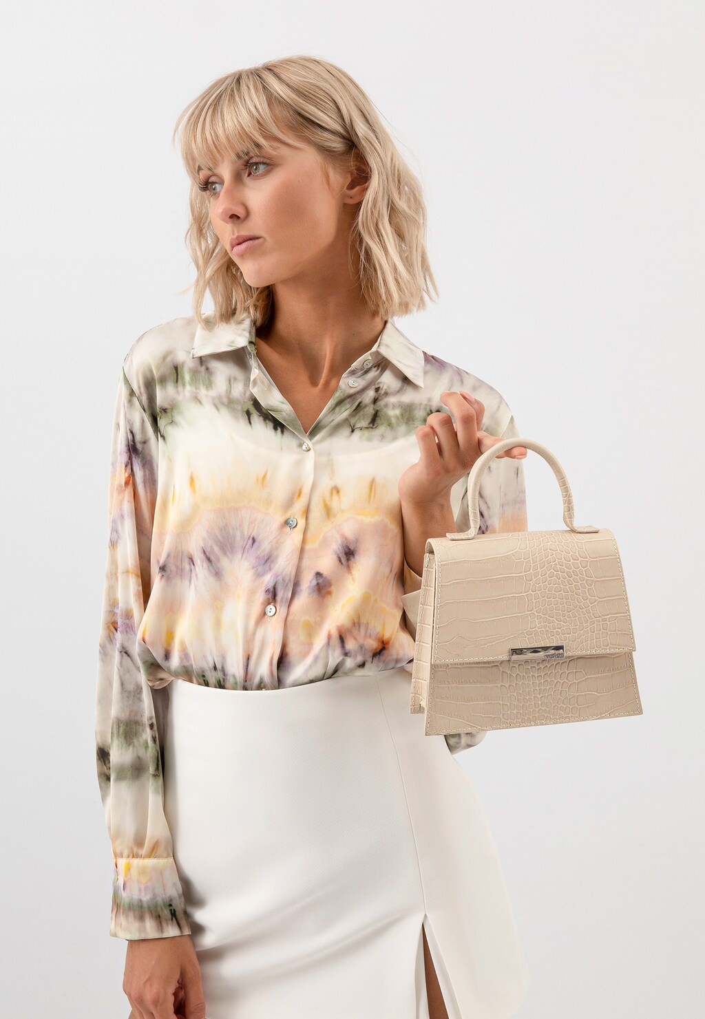 Skórzana torebka damska w kolorze jasnego beżu 80255-74 Widok 9