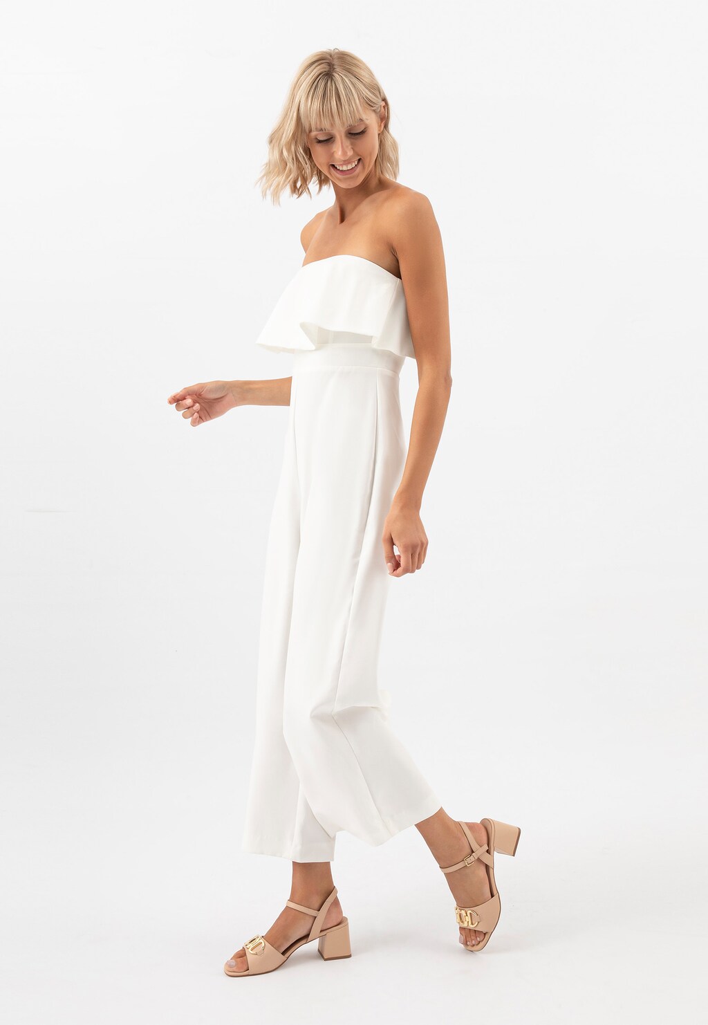 Eleganckie beżowe sandały damskie na obcasie 76124-54 Widok 7