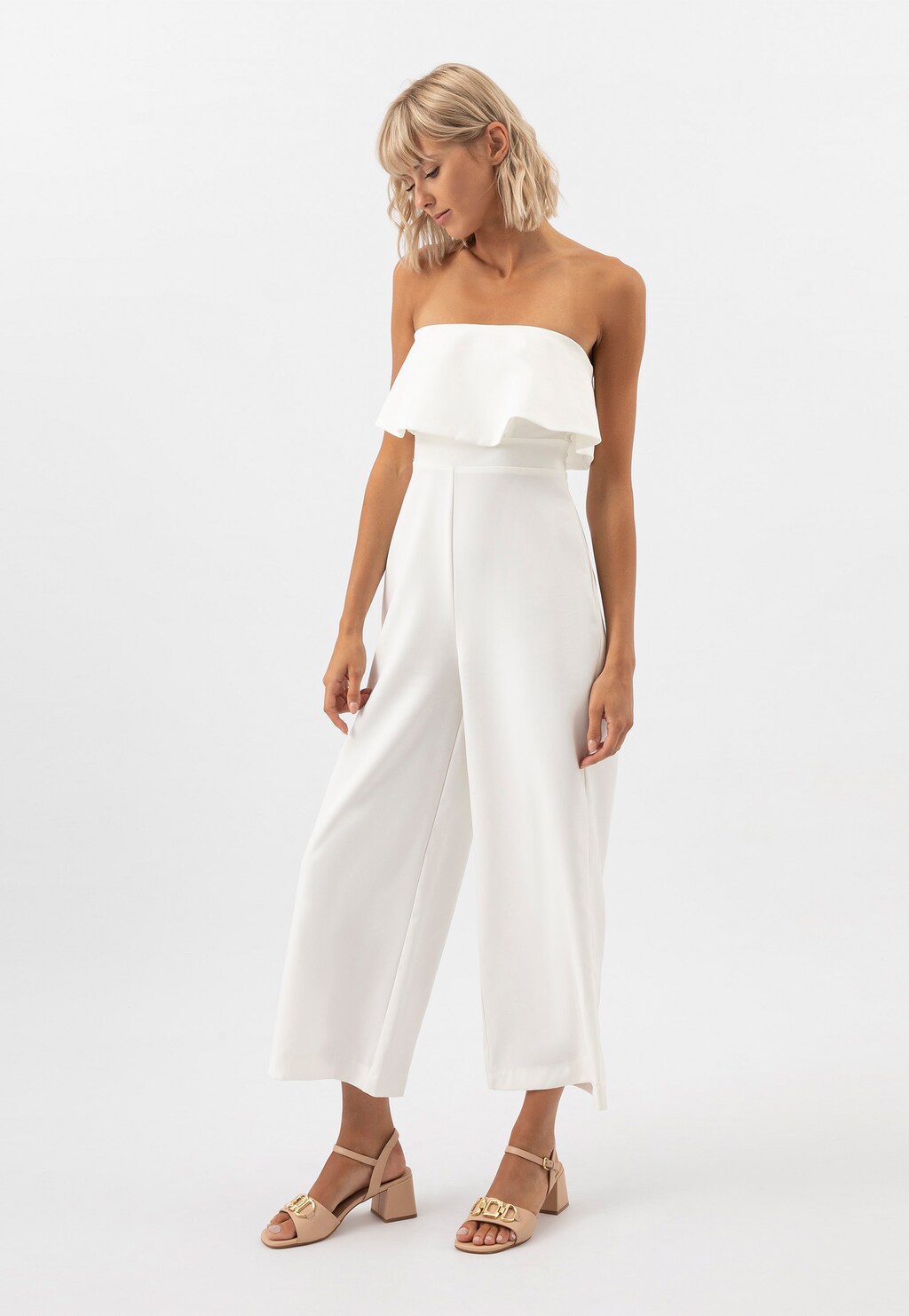 Eleganckie beżowe sandały damskie na obcasie 76124-54 Widok 9