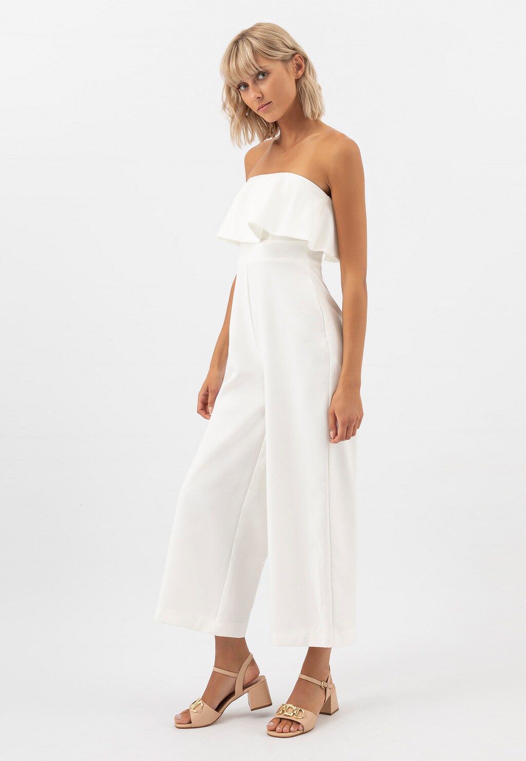 Eleganckie beżowe sandały damskie na obcasie 76124-54 Widok 1