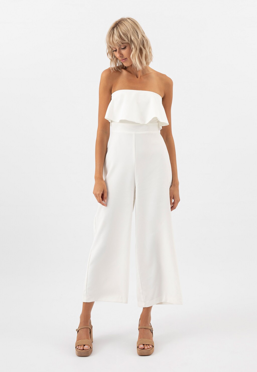 Béžové sandále na podpätku z velúrovej kože 76053-64 Widok 7