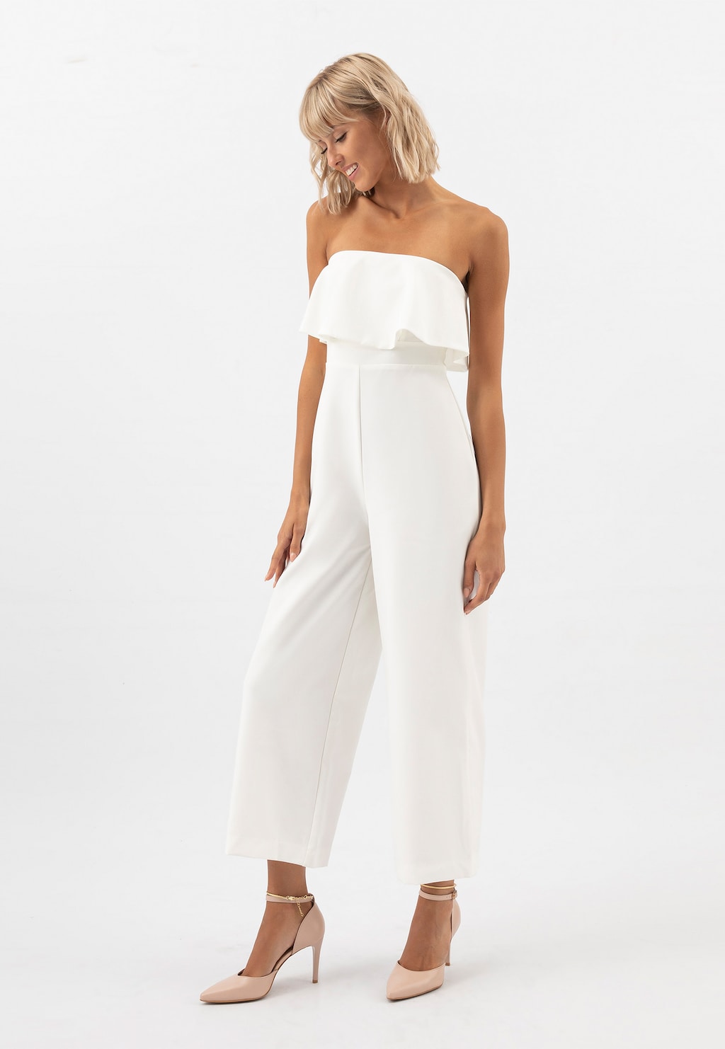 Béžové kožené lodičky s remienkom a retiazkou 35110-54 Widok 1