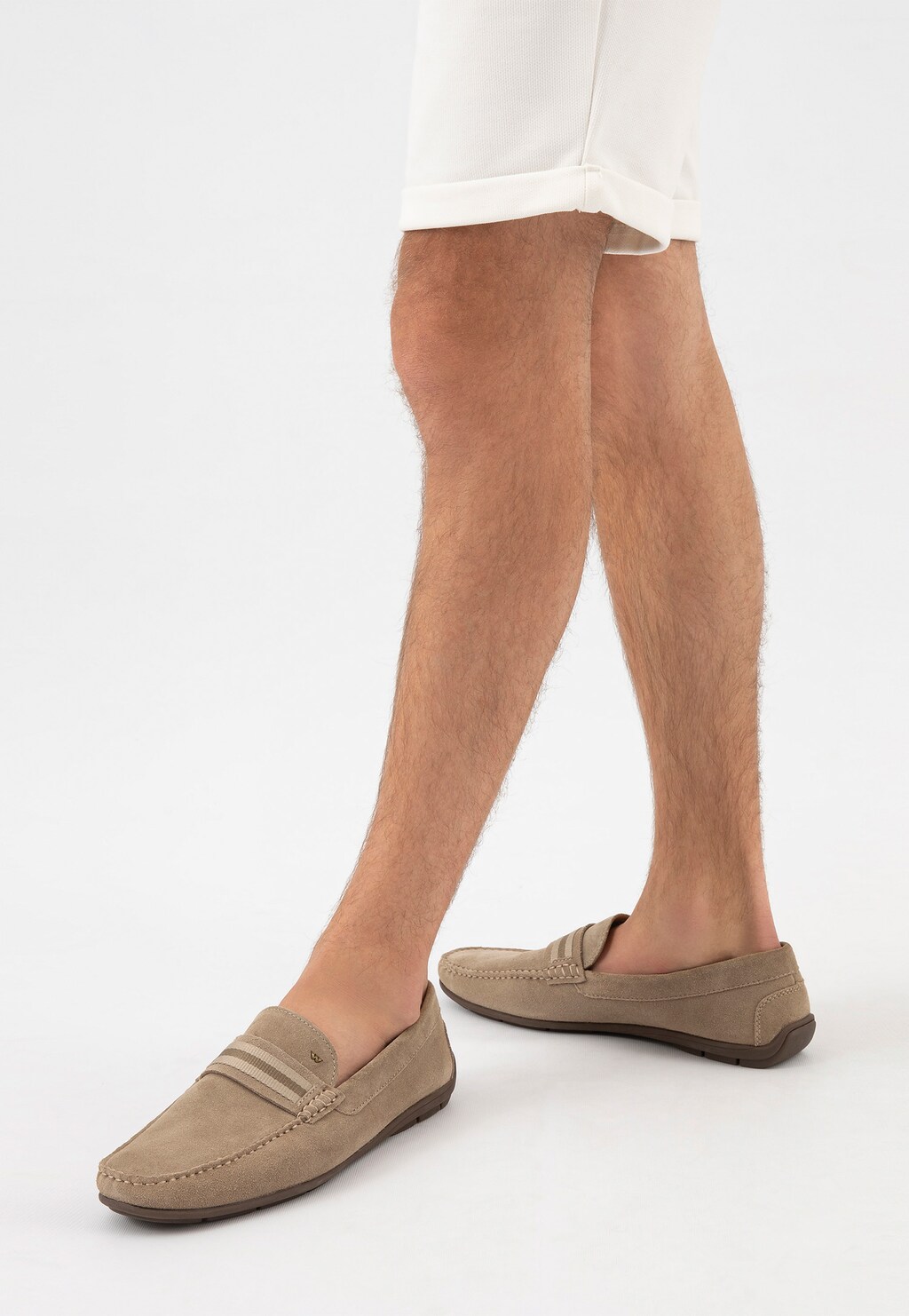 Decentní jarní béžové pánské mokasíny ze štípané kůže 10146-64 Widok 7