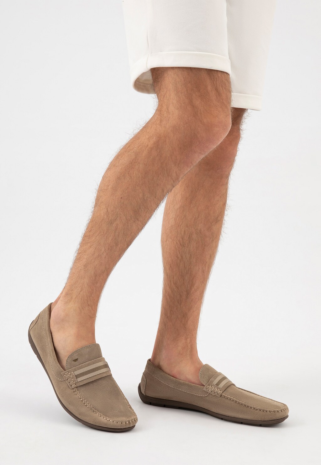 Decentní jarní béžové pánské mokasíny ze štípané kůže 10146-64 Widok 8