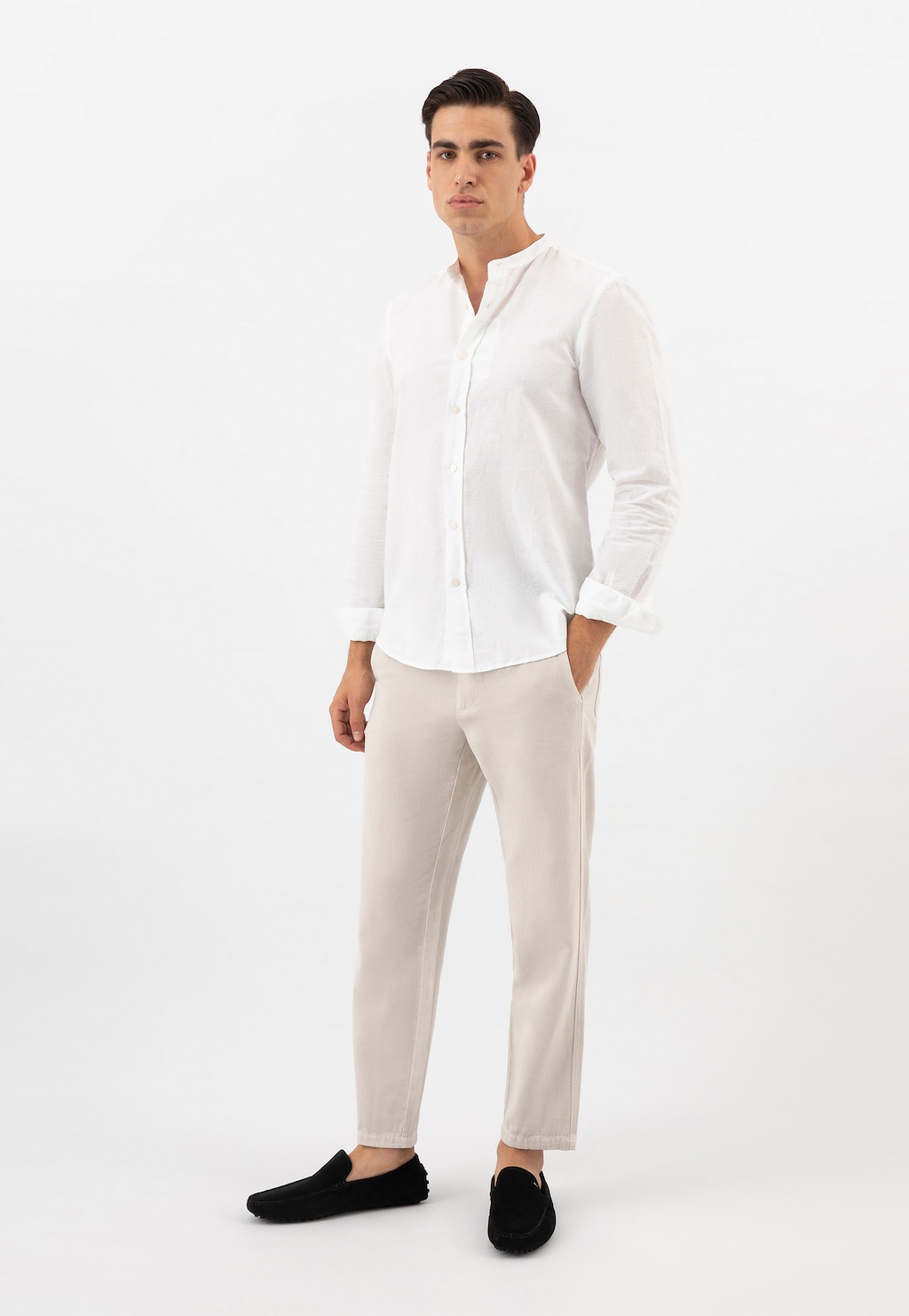 Czarne mokasyny męskie typu driving shoes 10145-61 Widok 1