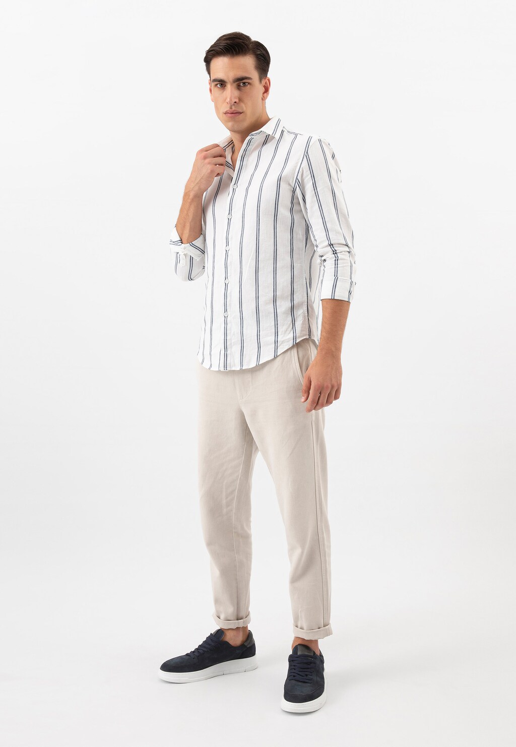 Modré pánské polobotky typu tenisky s bílou podrážkou 10143-76 Widok 7