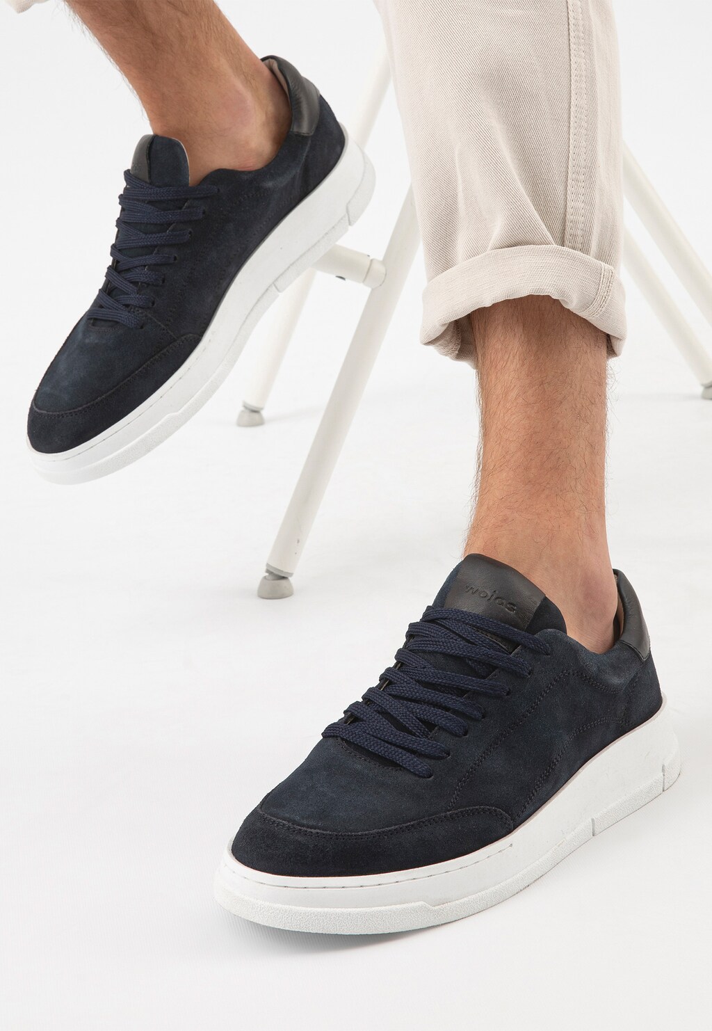 Modré pánské polobotky typu tenisky s bílou podrážkou 10143-76 Widok 8