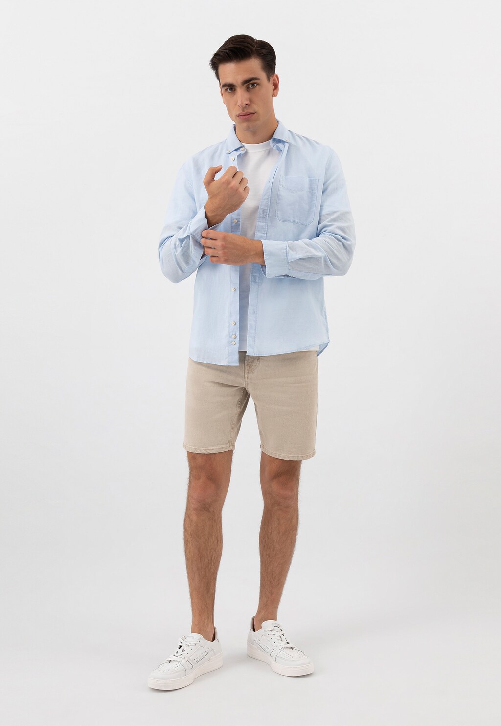 Białe trampki męskie ze skóry licowej 10131-59 Widok 7