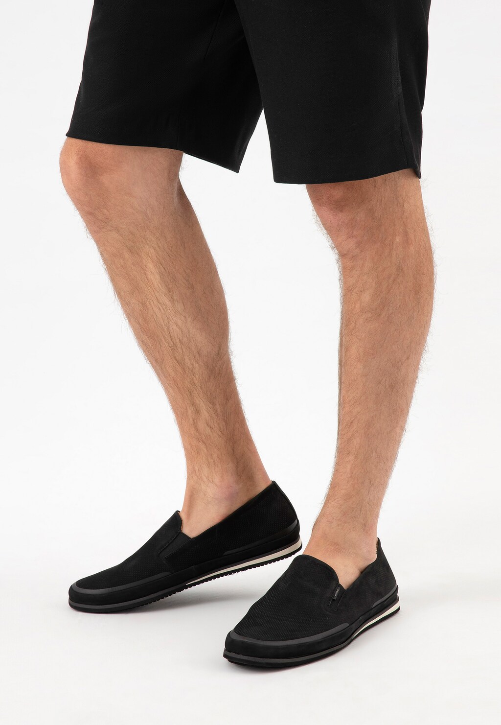 Štýlové pánske mokasíny z čierne näbuc kože 10113-21 Widok 7