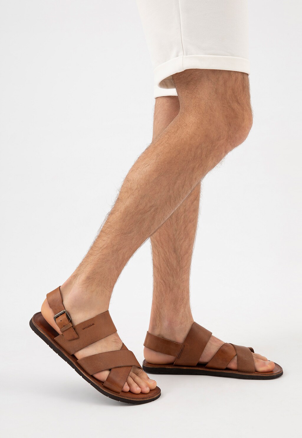 Pohodlné pánske sandále s remienkami z hnedej kože 29007-53 Widok 8