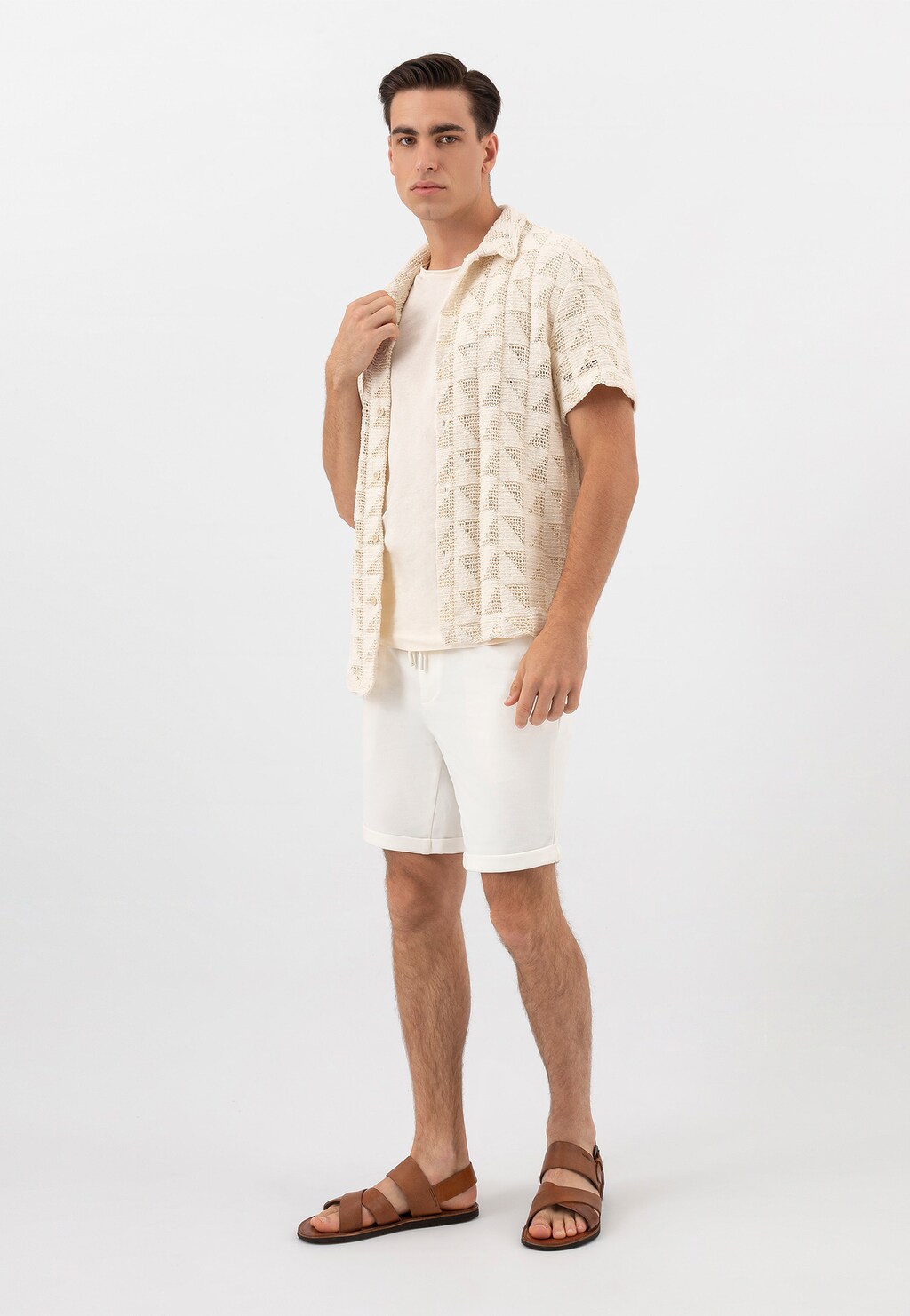 Pohodlné pánske sandále s remienkami z hnedej kože 29007-53 Widok 1