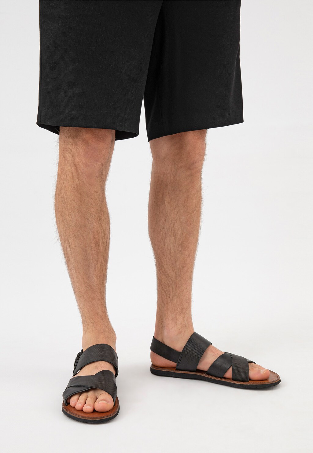 Pohodlné pánské sandály z černé hladké kůže 29007-51 Widok 8