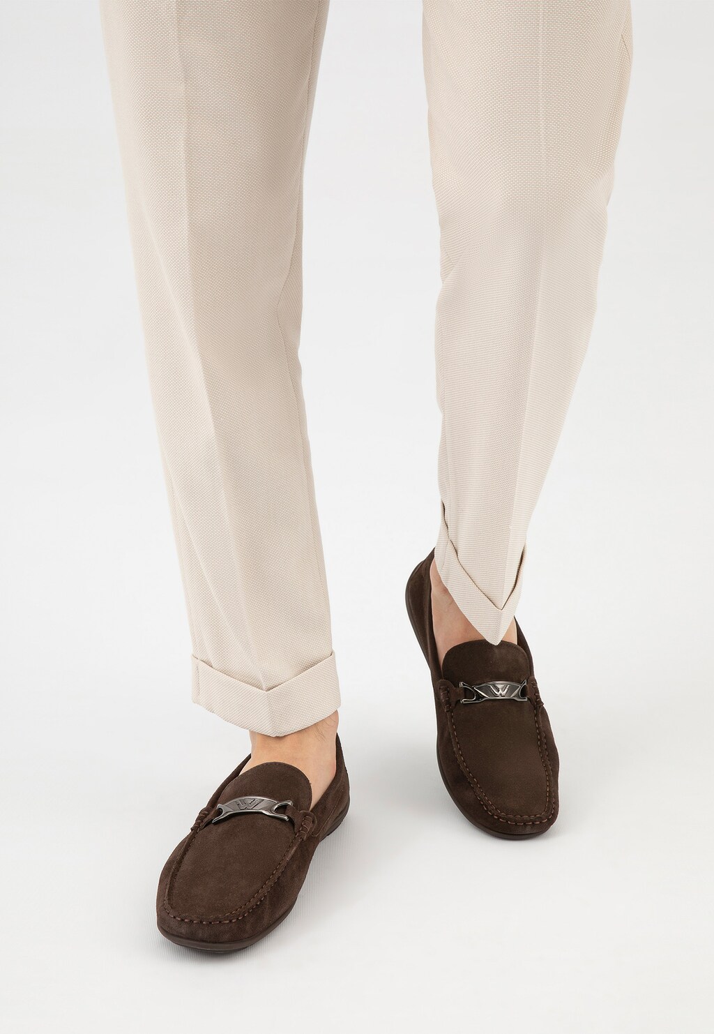 Ciemnobrązowe mokasyny męskie z dwoiny welurowej 10102-62 Widok 7