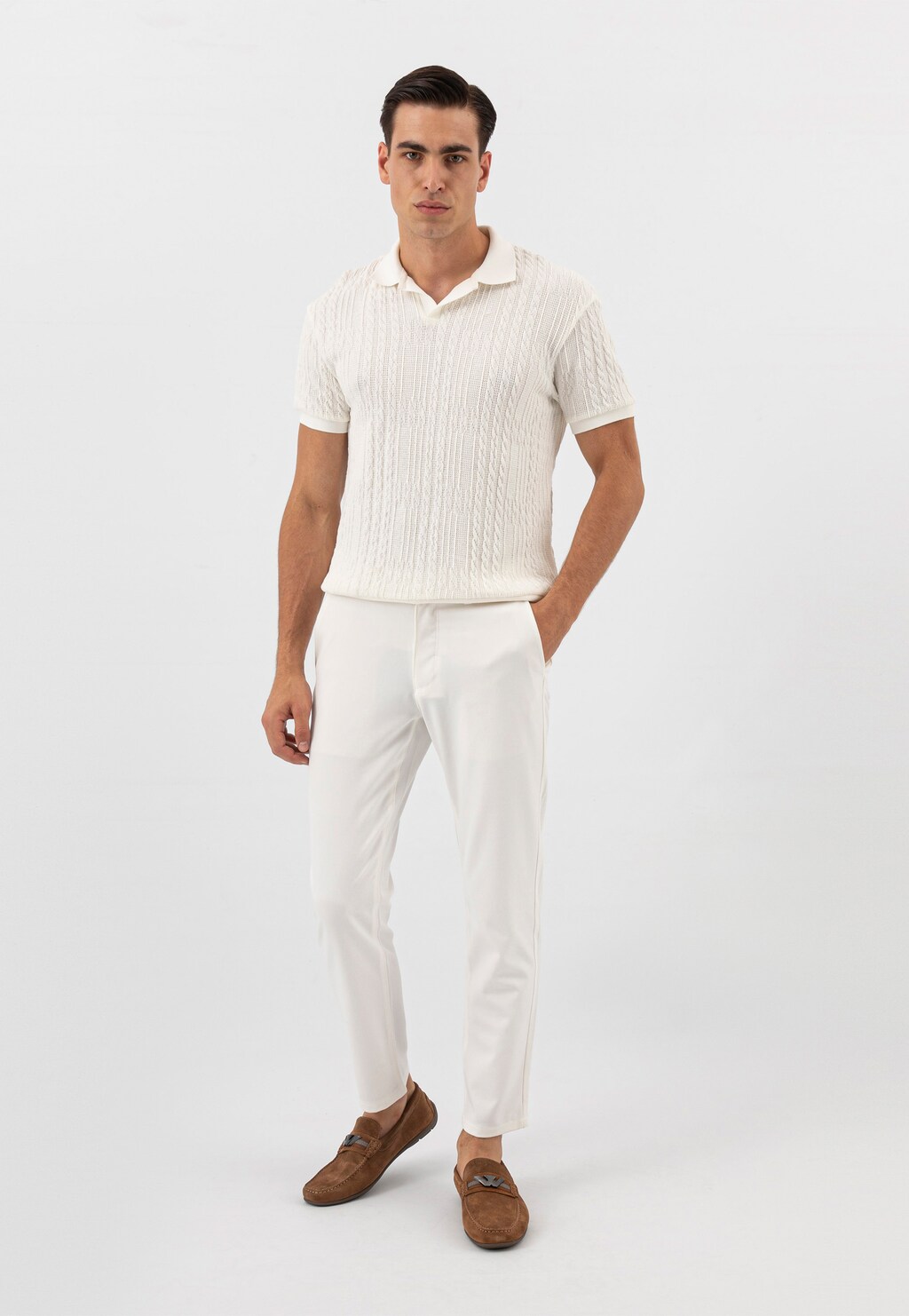 Stylowe brązowe mokasyny męskie 10104-64 Widok 7