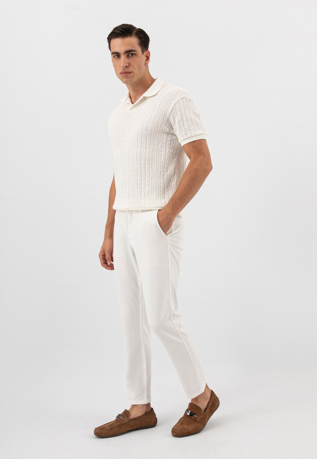 Stylowe brązowe mokasyny męskie 10104-64 Widok 1