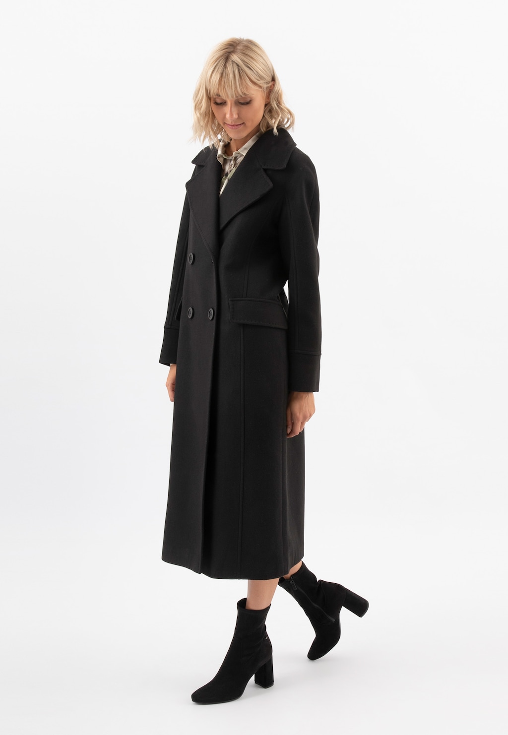 Čierne dámske členkové topánky z velúru 55015-61 Widok 1