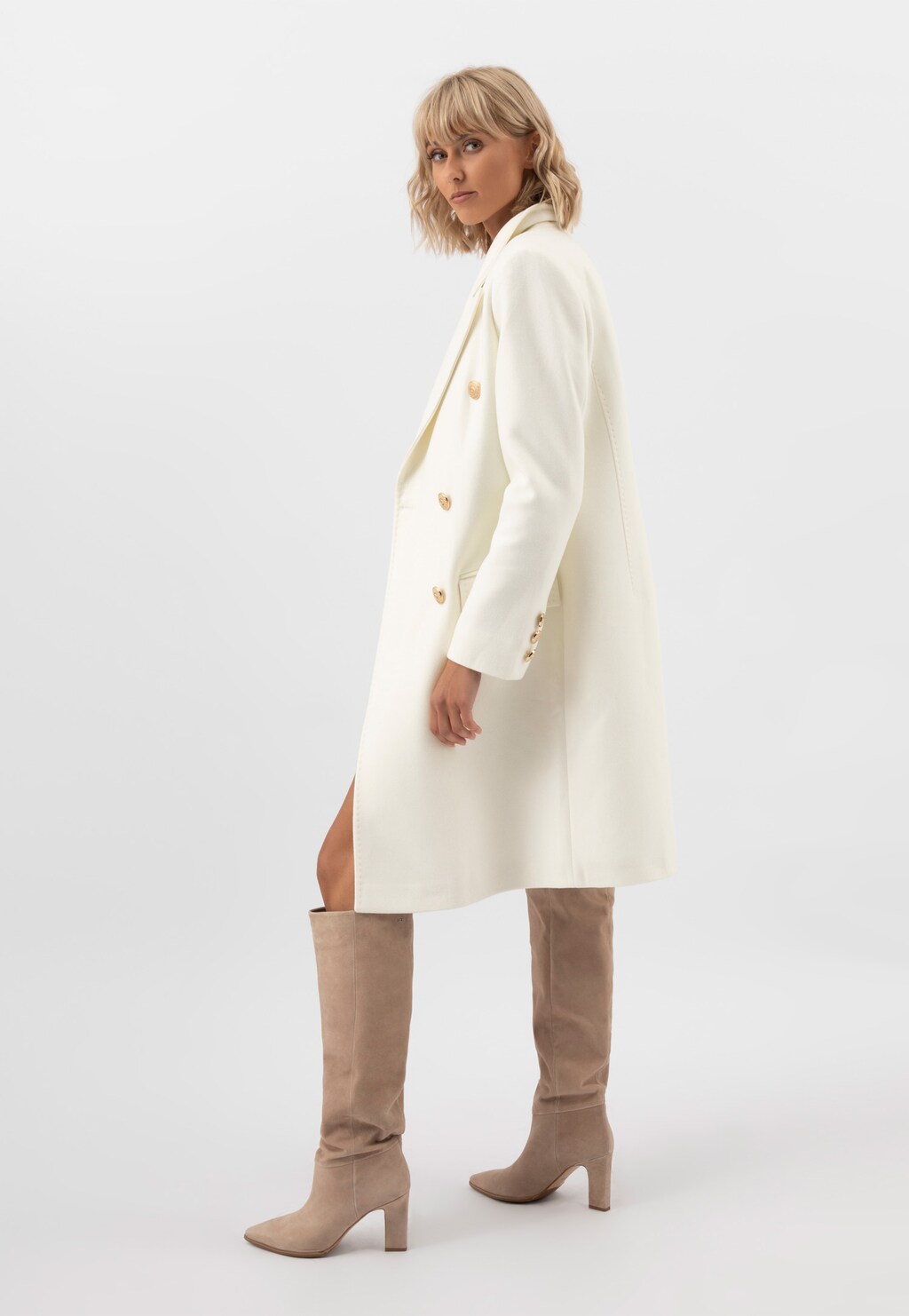 Světle béžové dámské kozačky z velurové kůže 71030-64 Widok 7