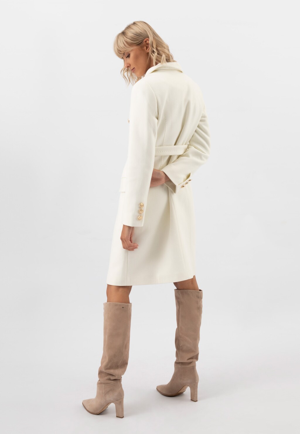 Světle béžové dámské kozačky z velurové kůže 71030-64 Widok 8