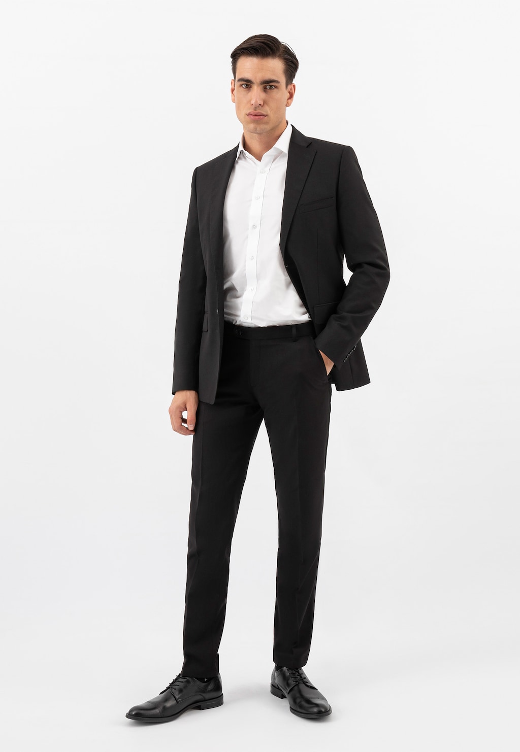 Czarne eleganckie półbuty męskie quarter brogues 10125-51 Widok 1