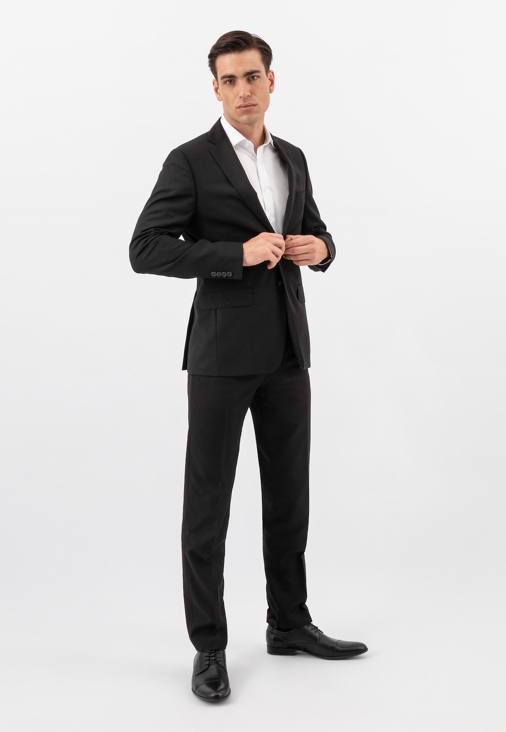 Čierne kožené pánske poltopánky v elegantnom dizajne 10140-51 Widok 7