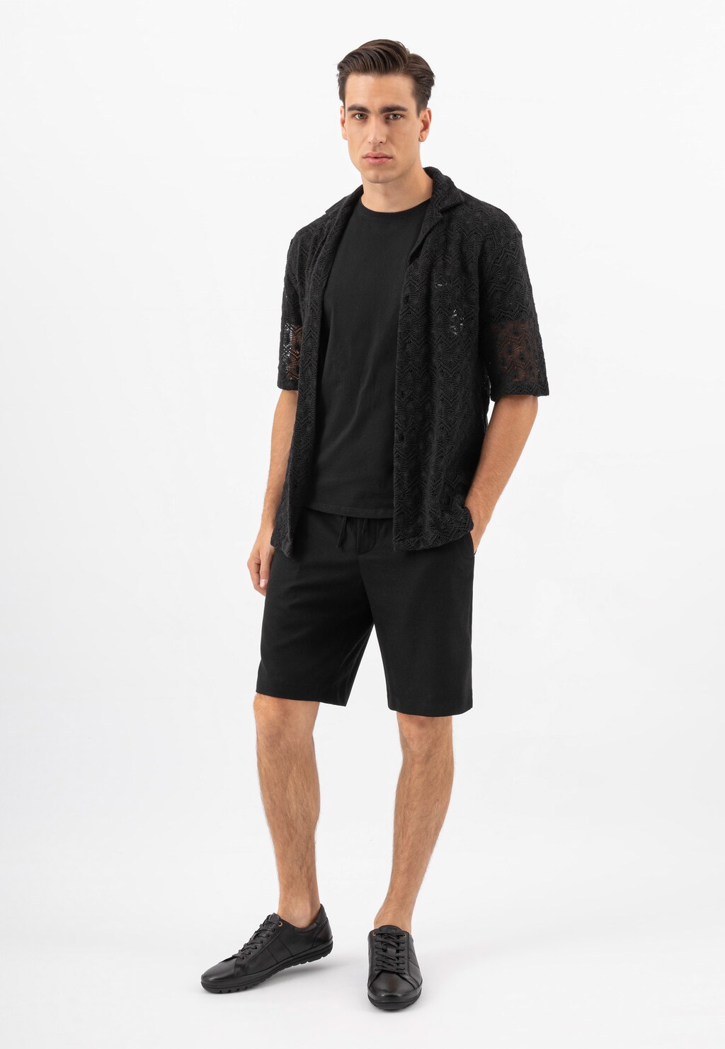 Czarne półbuty męskie typu sneakers 10147-51 Widok 1