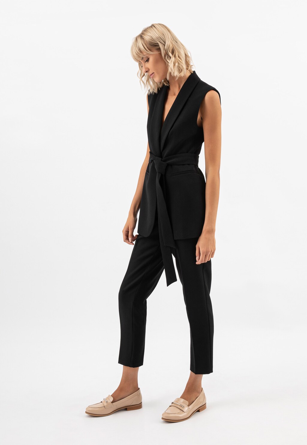 Lakované béžové dámske mokasíny z pravej kože 46074-34 Widok 7