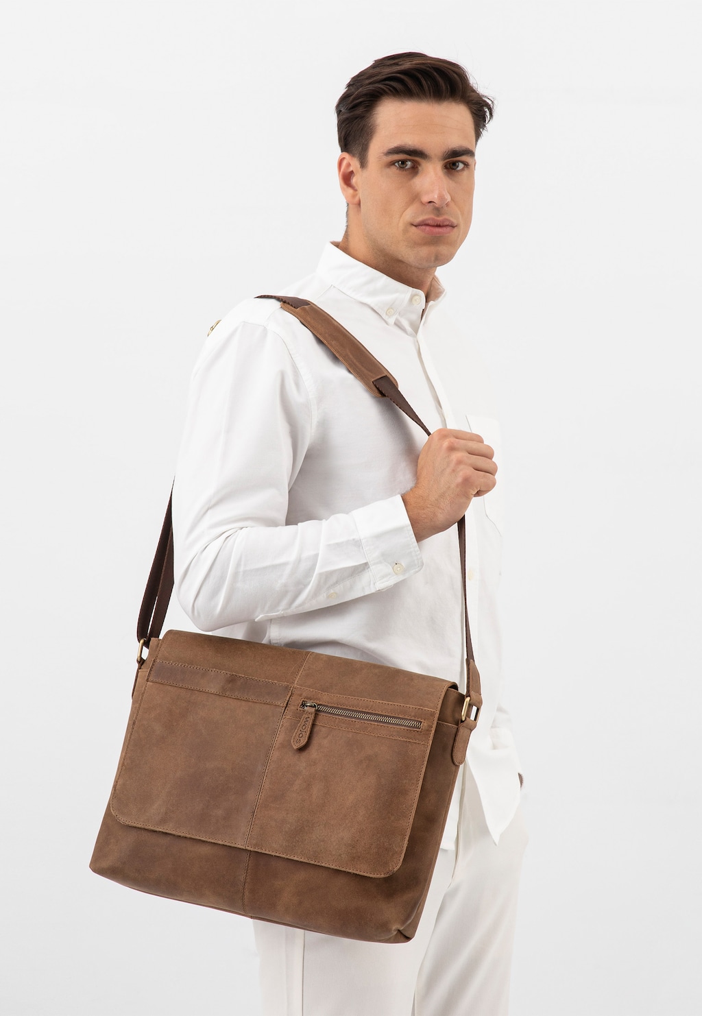 Brązowa torba męska ze skóry crazy horse 80356-92 Widok 1