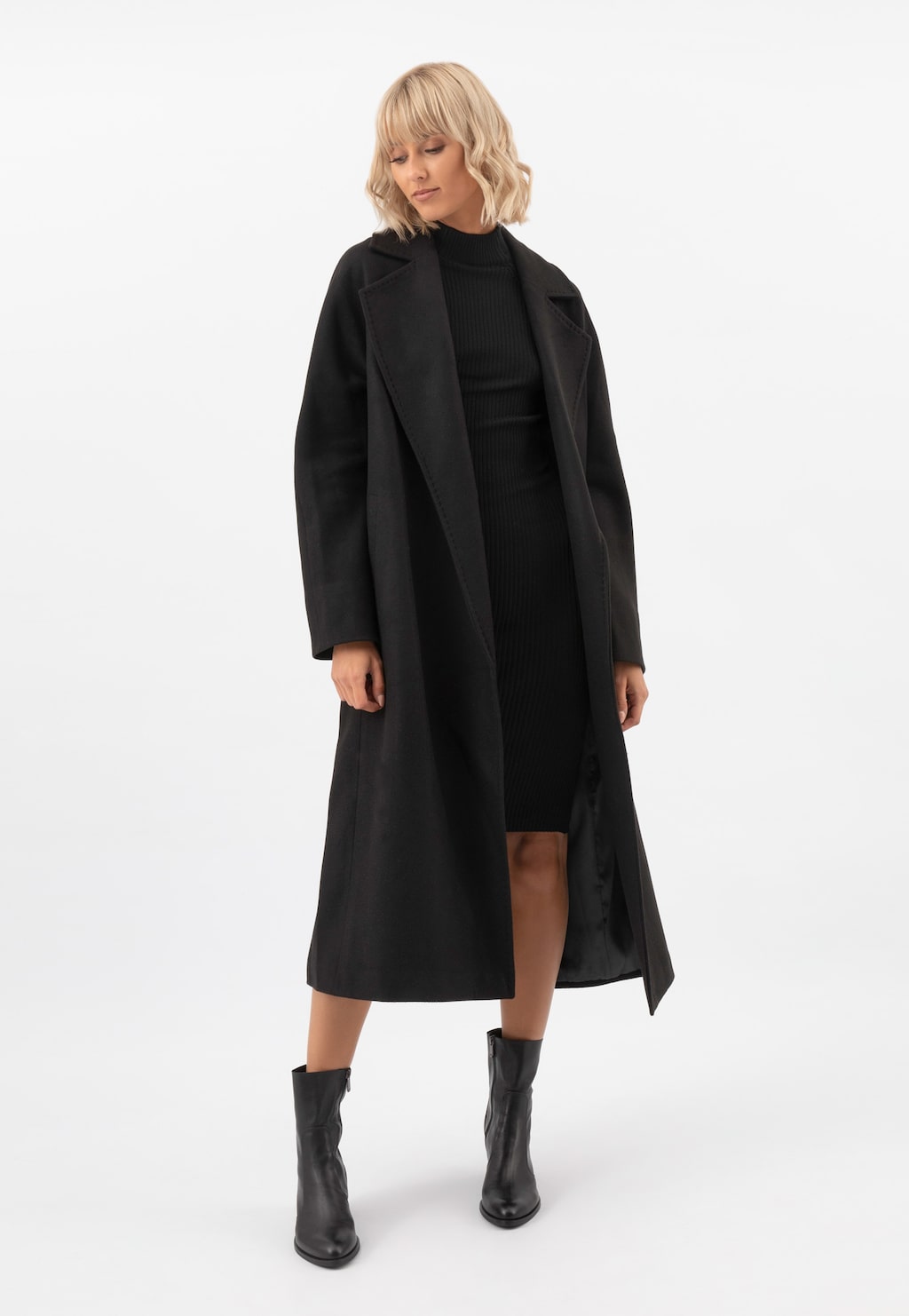 RELAKS dlhý čierny dámsky plášť R99017-41 Widok 6